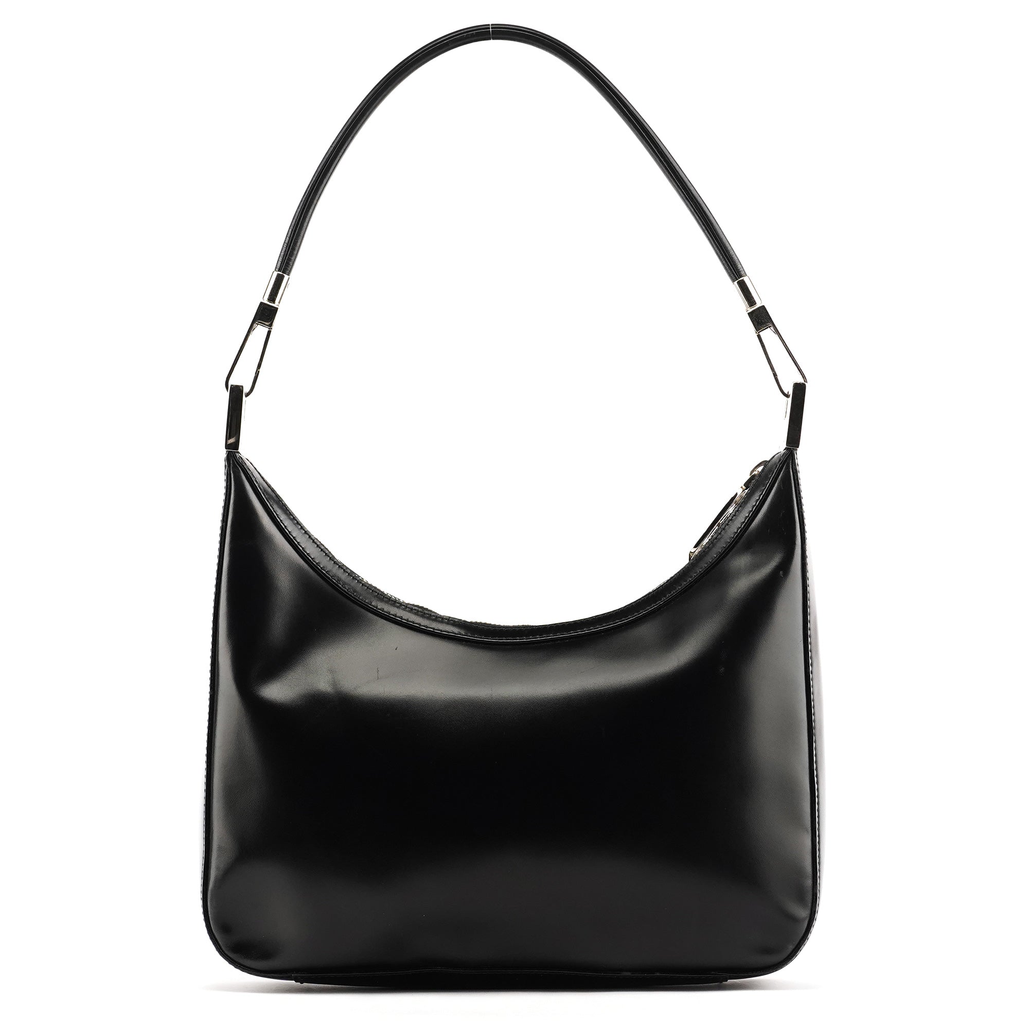 001 3812 Black Leather Shoulder Bag