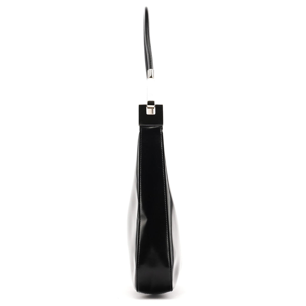 001 3812 Black Leather Shoulder Bag