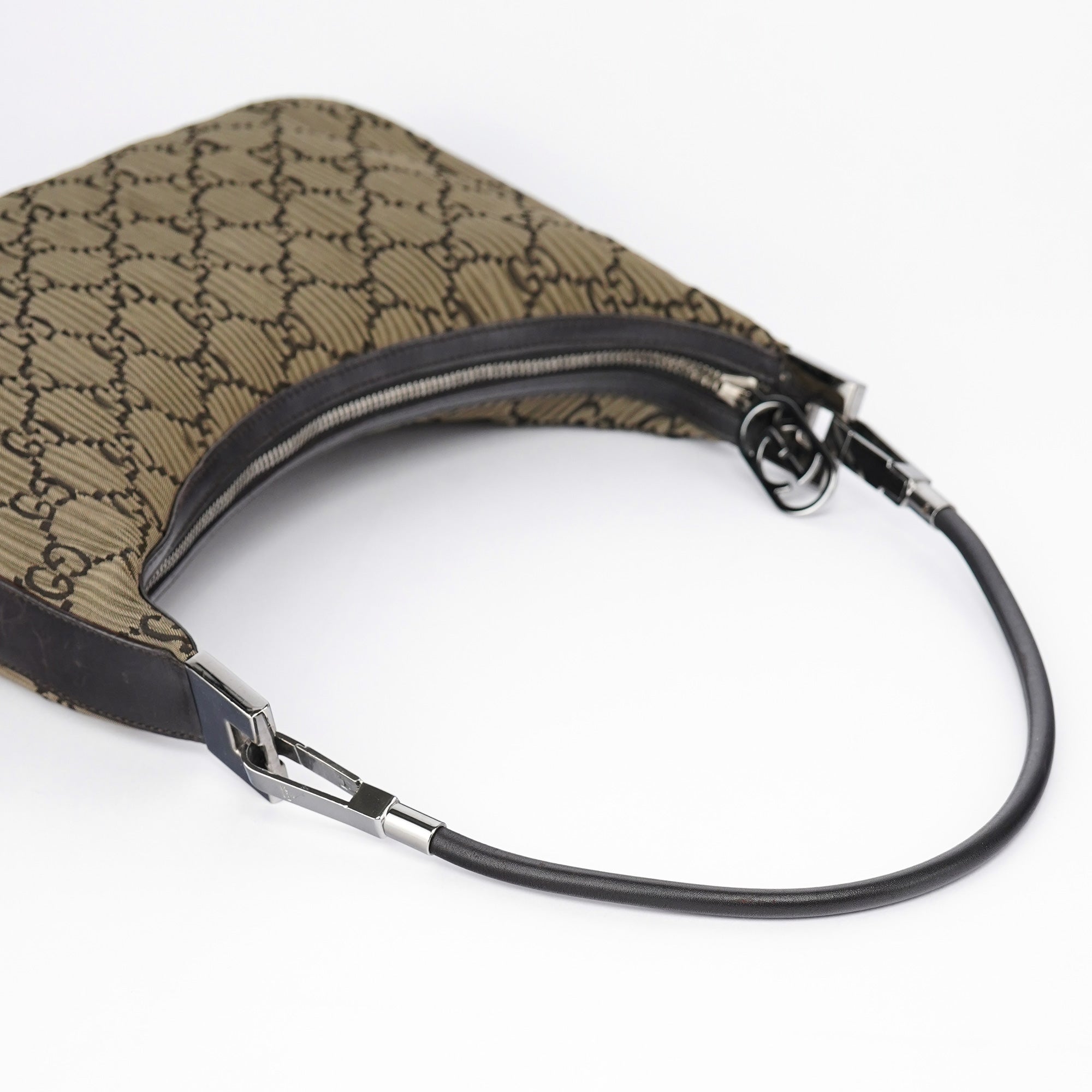 001 3812 Brown Pleated GG Shoulder Bag