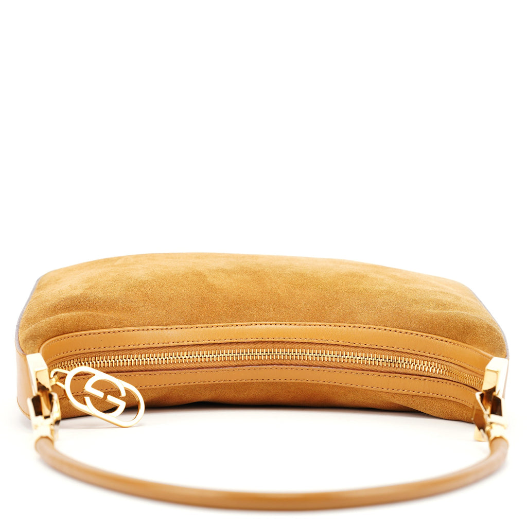 001 3812 Light Brown Suede Shoulder Bag