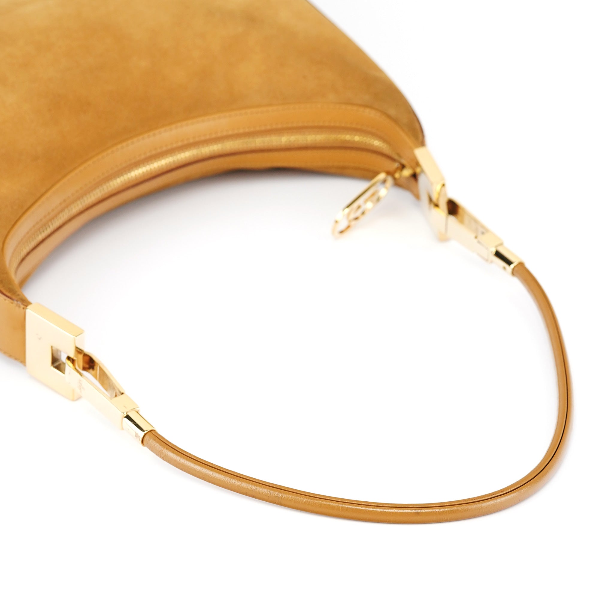 001 3812 Light Brown Suede Shoulder Bag