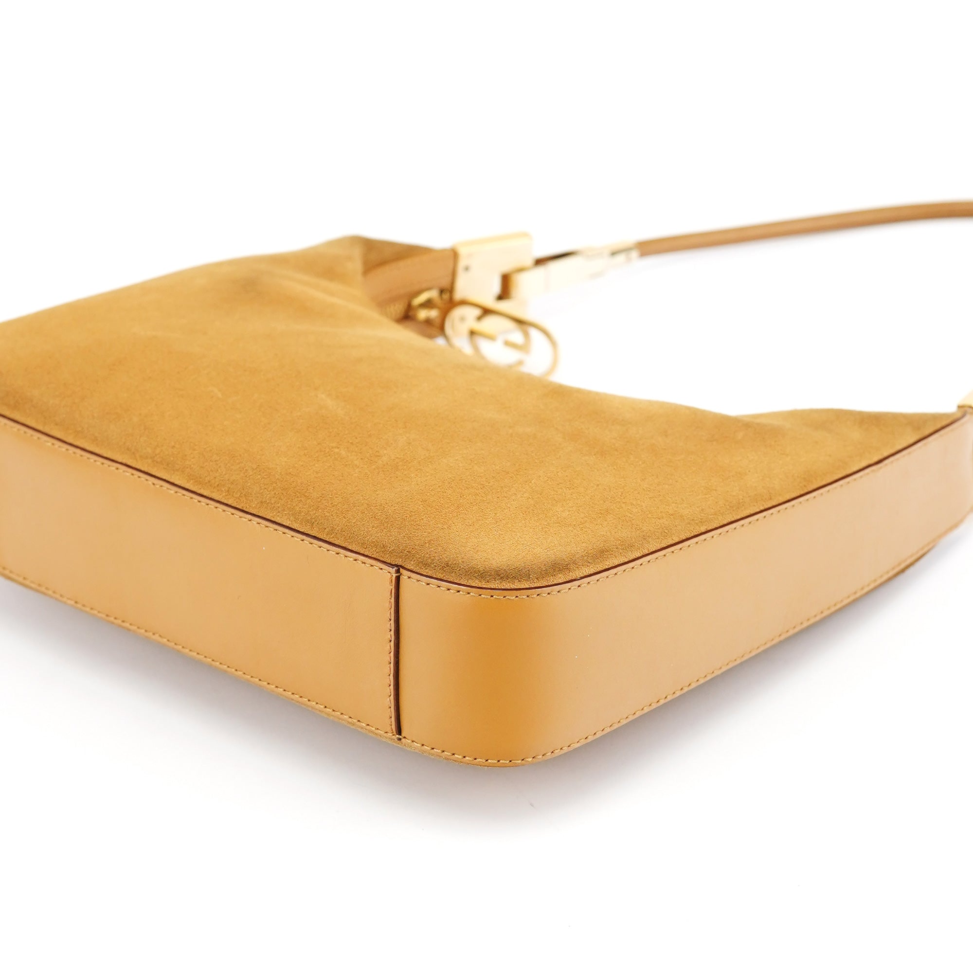 001 3812 Light Brown Suede Shoulder Bag
