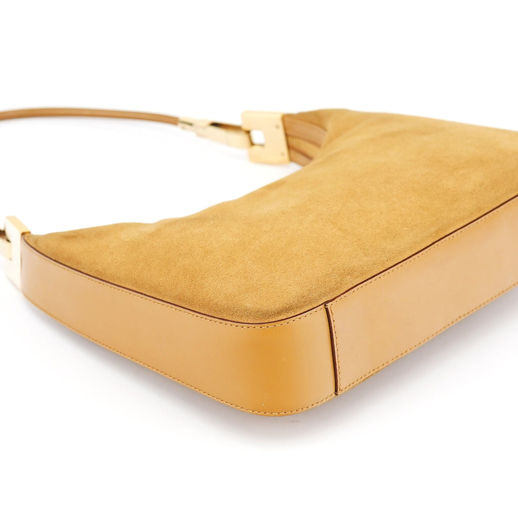 001 3812 Light Brown Suede Shoulder Bag