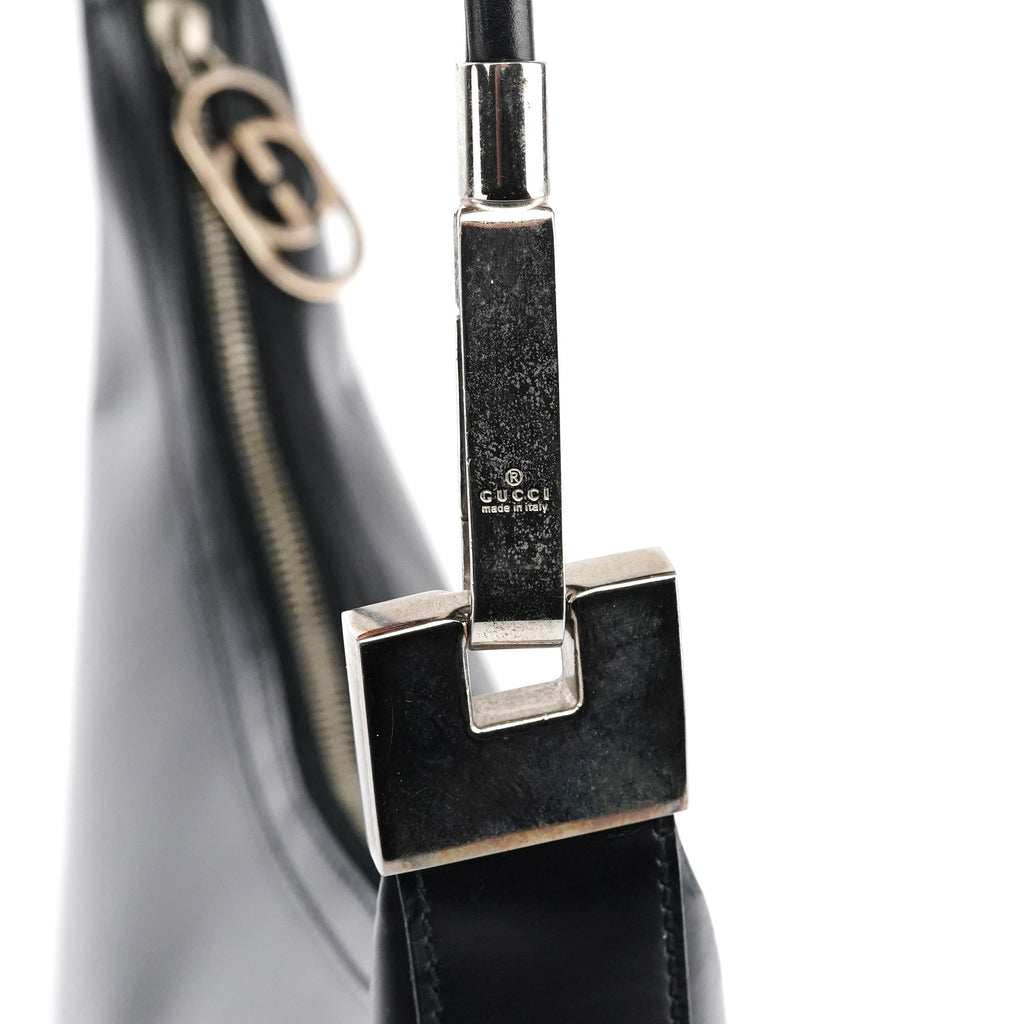 001 3814 Black Calfskin Leather Shoulder Bag