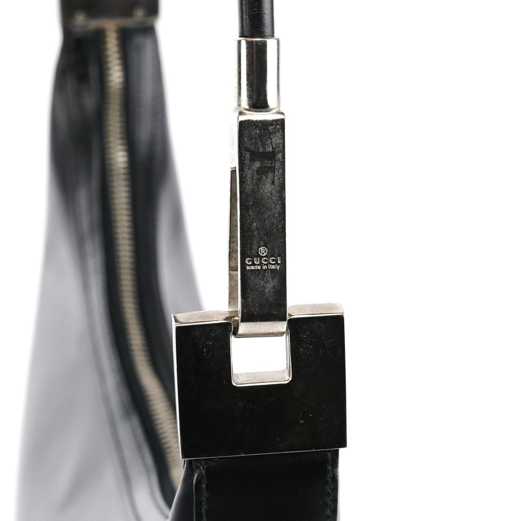001 3814 Black Calfskin Leather Shoulder Bag