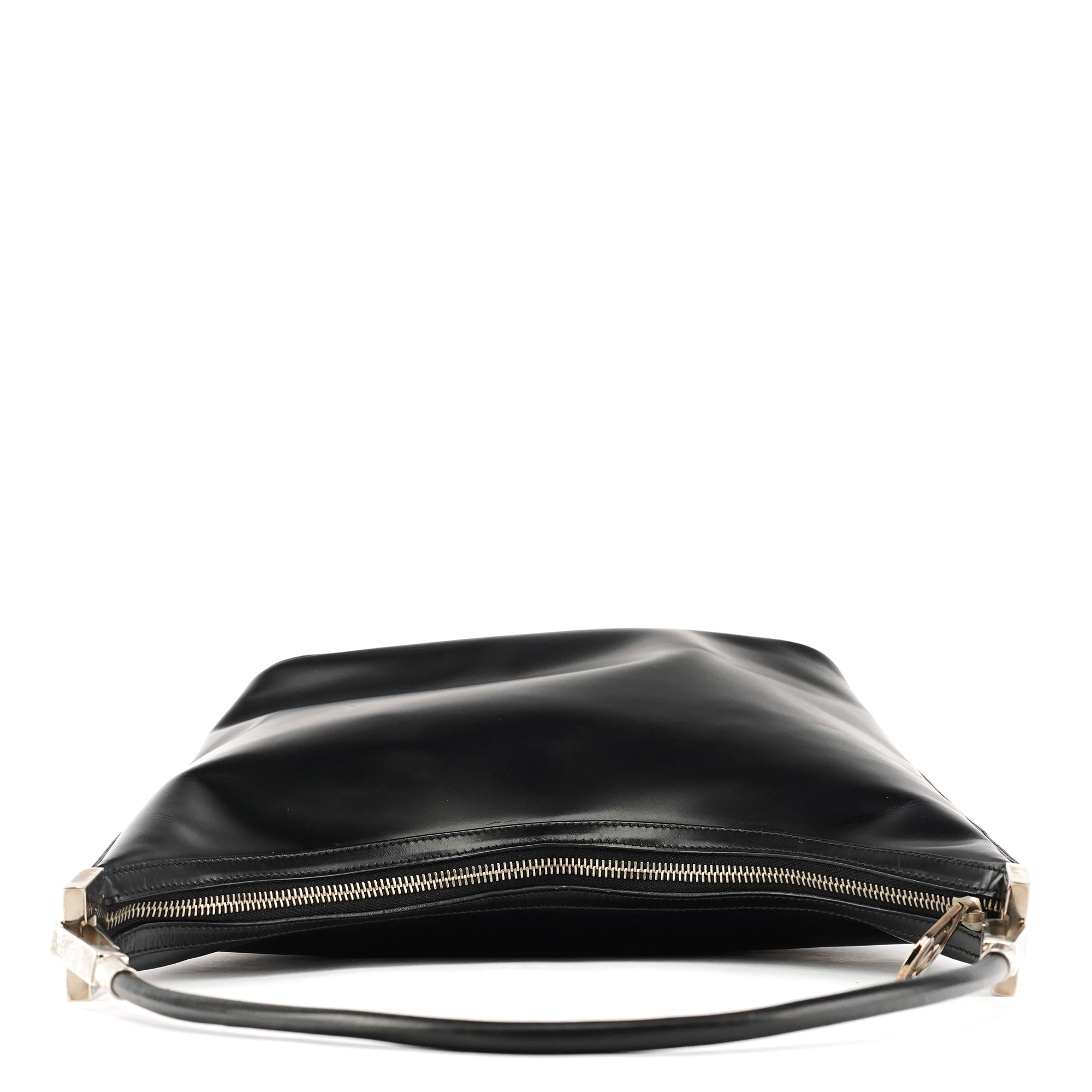 001 3814 Black Calfskin Leather Shoulder Bag