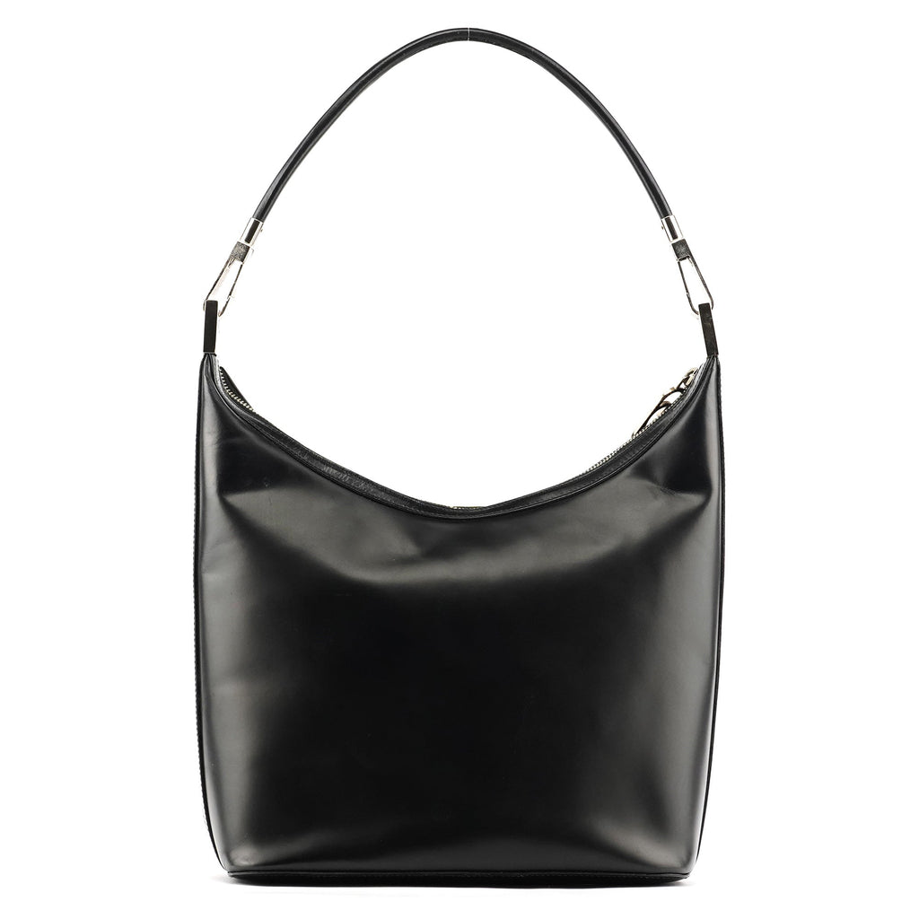 001 3814 Black Calfskin Leather Shoulder Bag