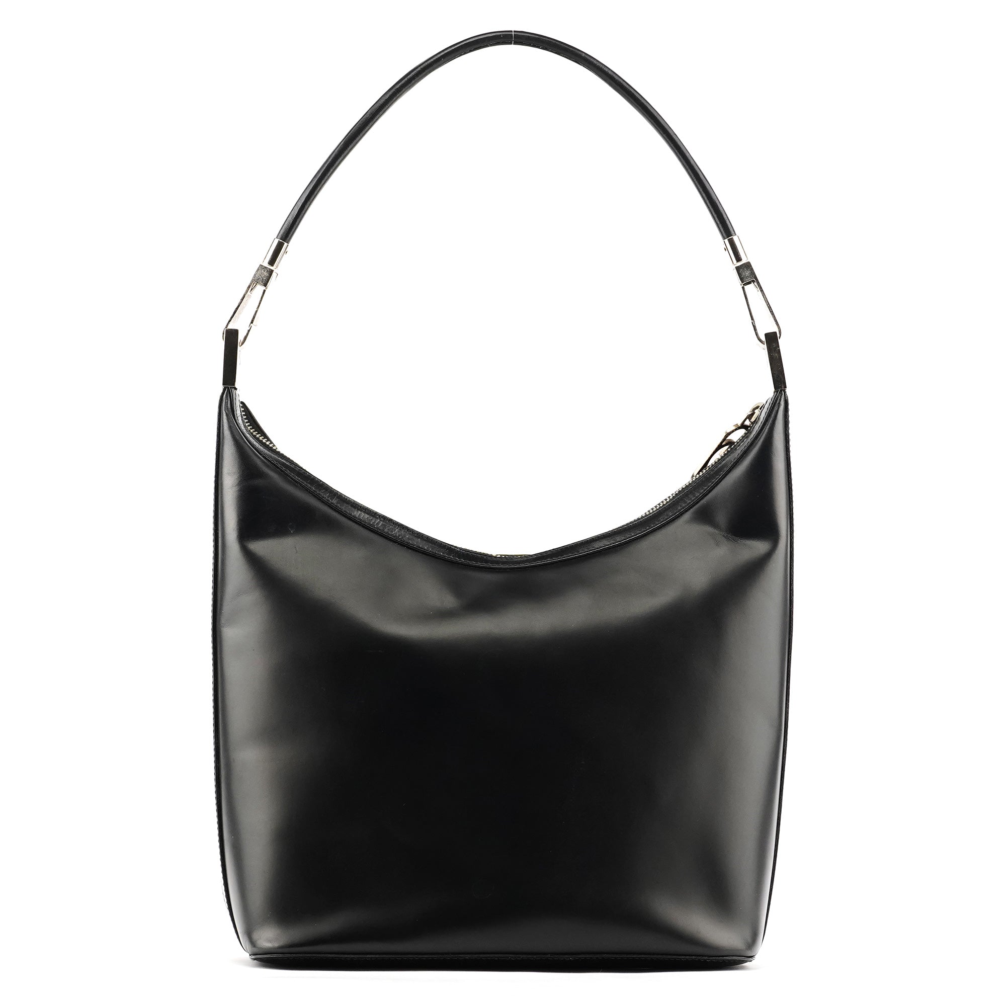 001 3814 Black Calfskin Leather Shoulder Bag