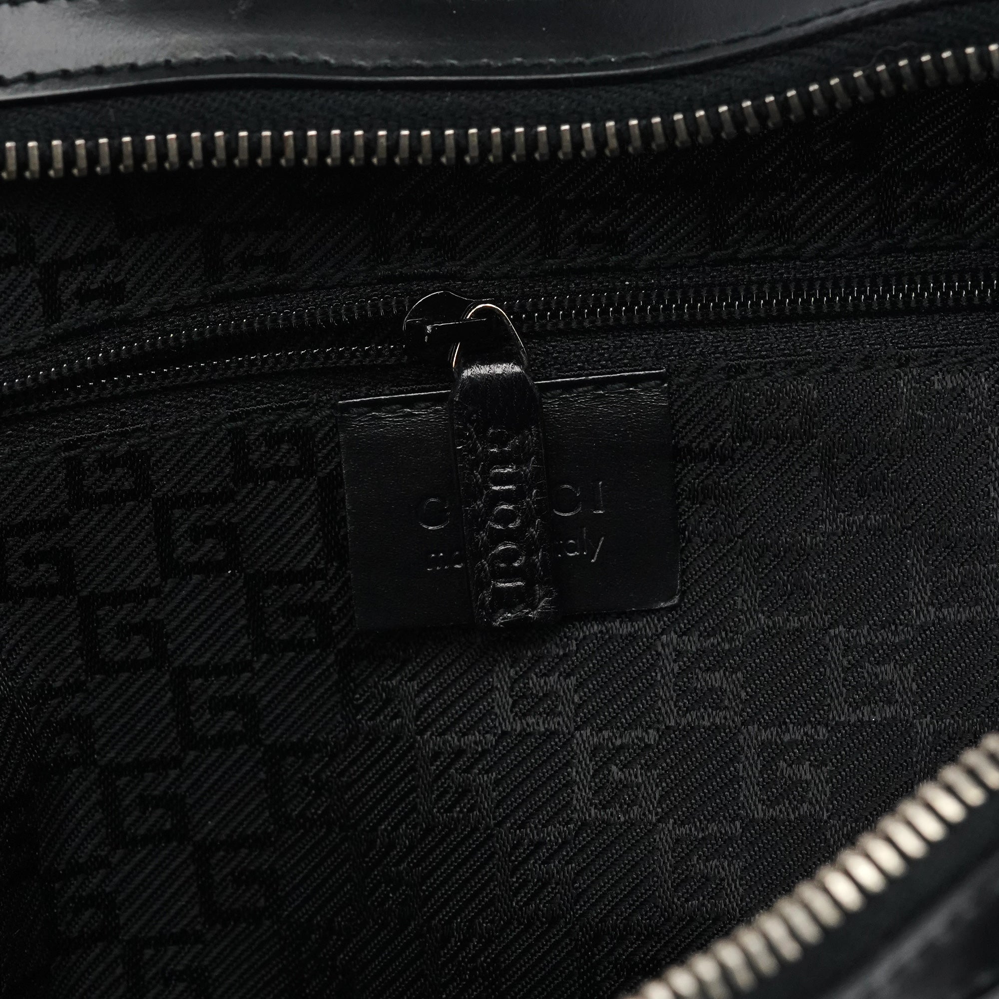 001 3814 Black Leather Hobo Shoulder Bag