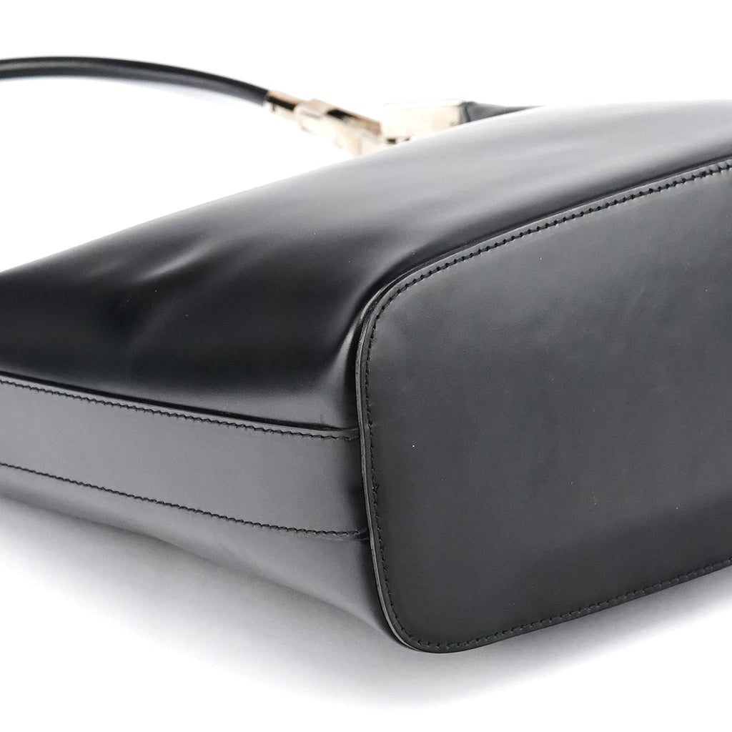 001 3814 Black Leather Hobo Shoulder Bag