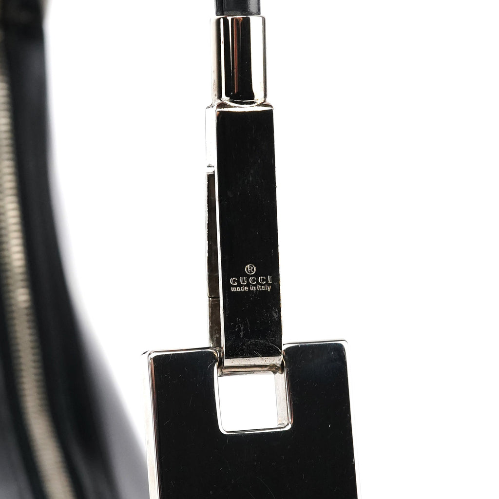 001 3814 Black Leather Hobo Shoulder Bag