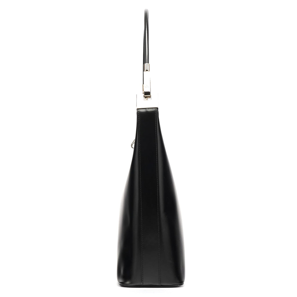 001 3814 Black Leather Hobo Shoulder Bag