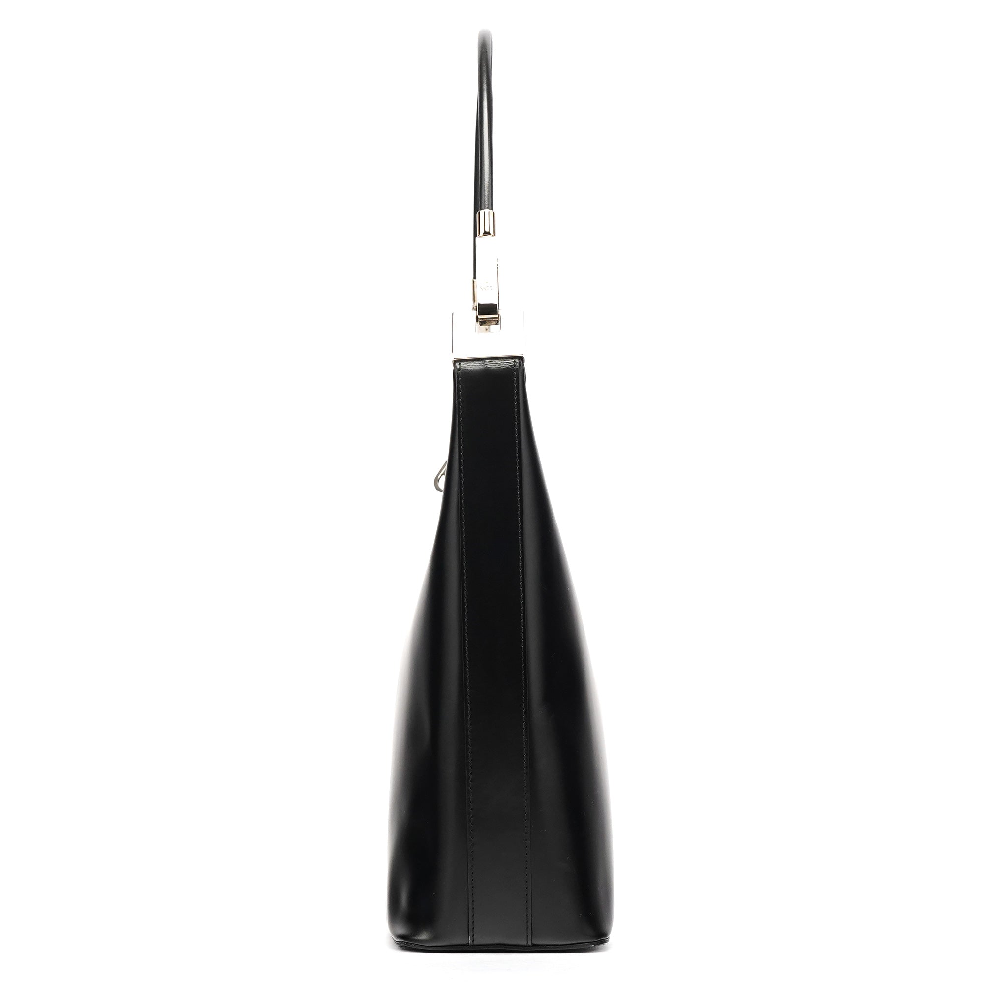 001 3814 Black Leather Hobo Shoulder Bag