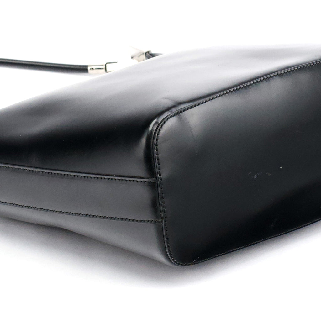 001 3814 Black Leather Hobo Shoulder Bag