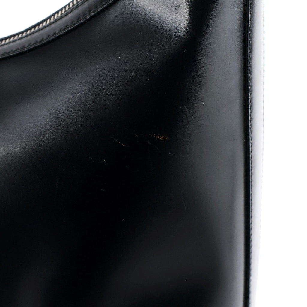 001 3814 Black Leather Hobo Shoulder Bag