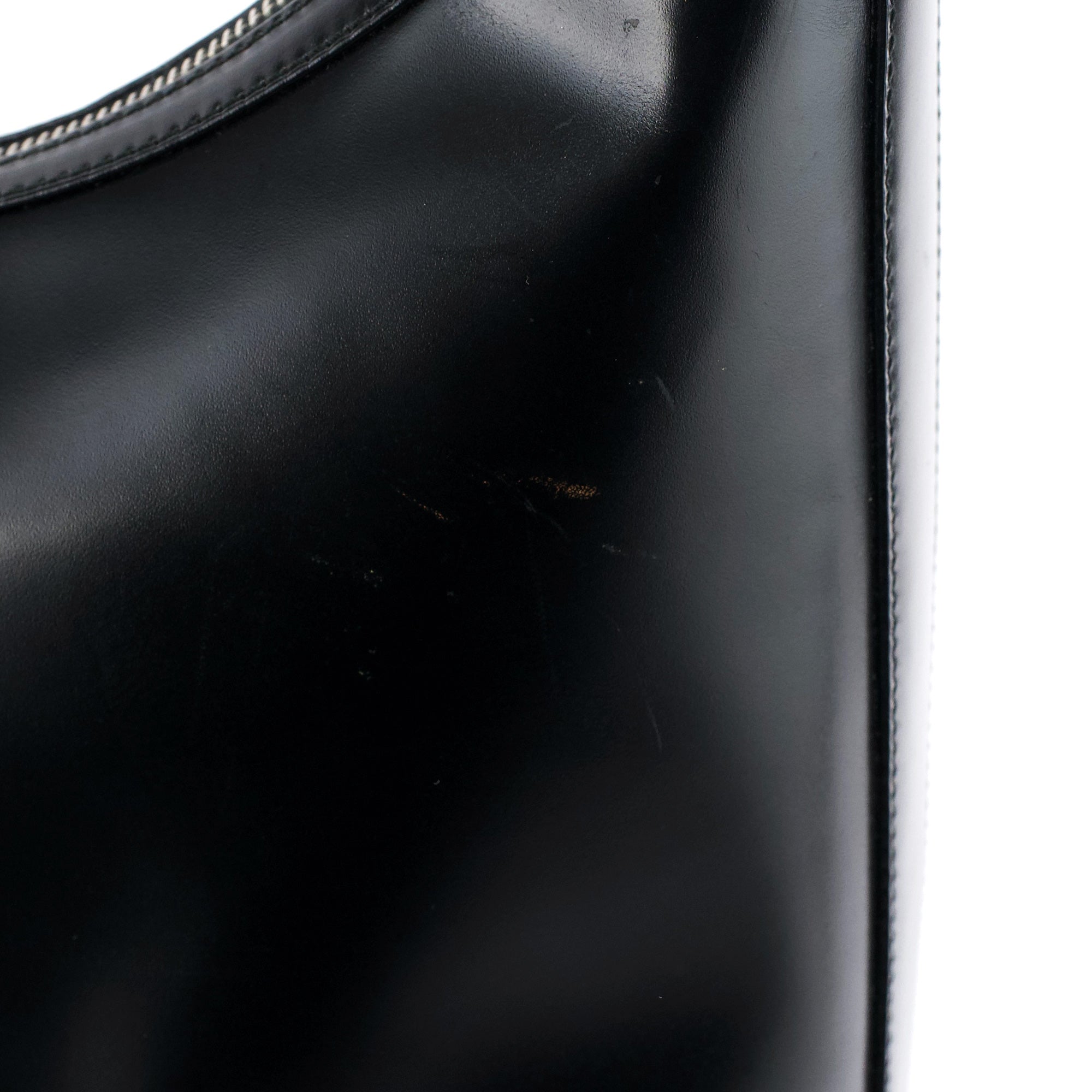 001 3814 Black Leather Hobo Shoulder Bag