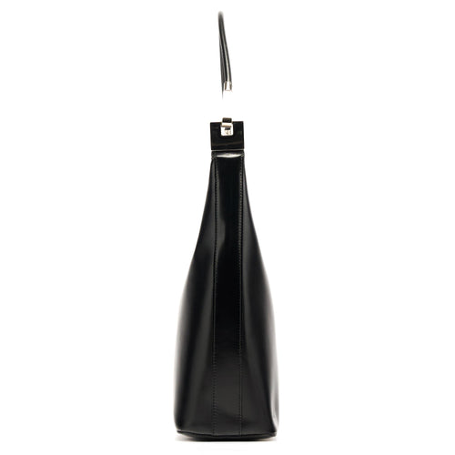001 3814 Black Leather Hobo Shoulder Bag