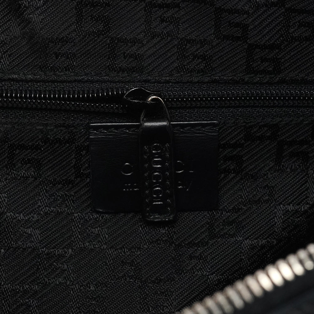 001 3814 Black Leather Hobo Shoulder Bag