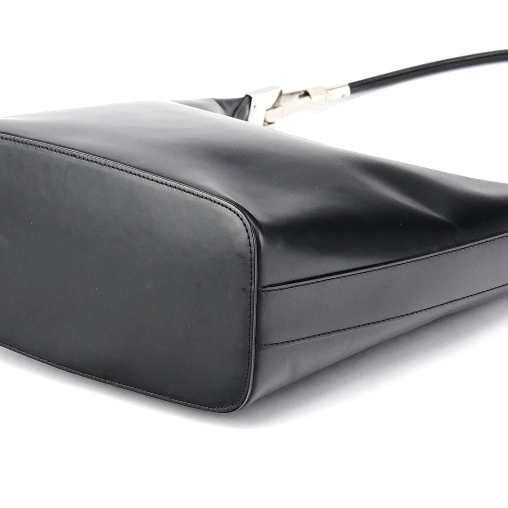 001 3814 Black Leather Hobo Shoulder Bag