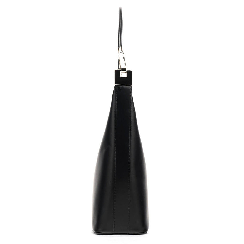 001 3814 Black Leather Hobo Shoulder Bag