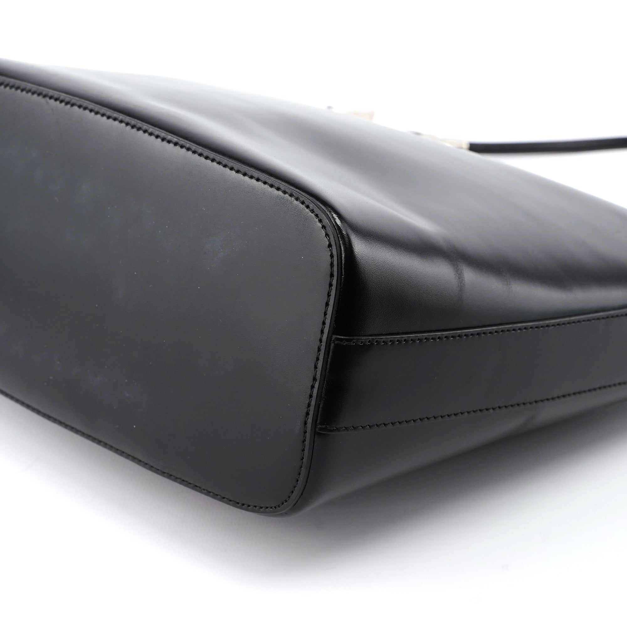 001 3814 Black Leather Hobo Shoulder Bag