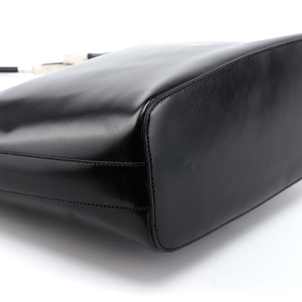 001 3814 Black Leather Hobo Shoulder Bag