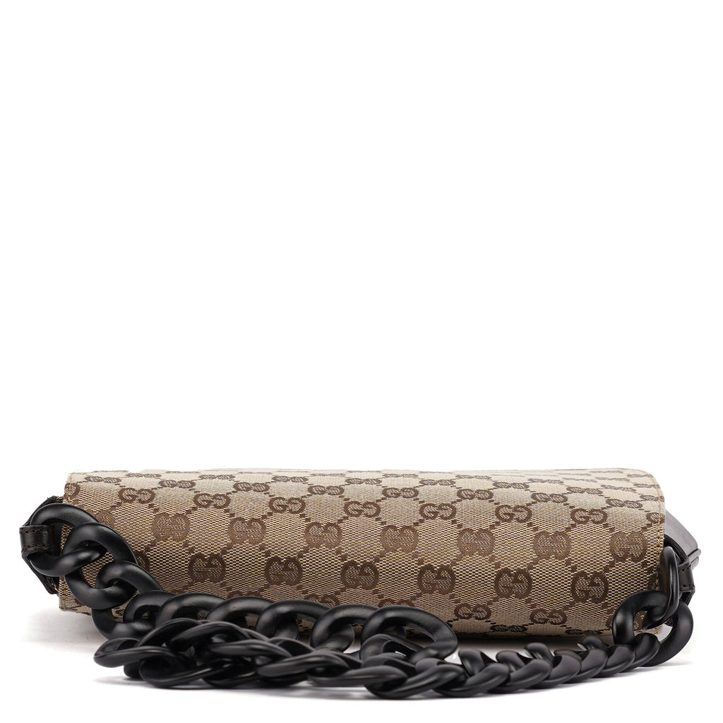 001 3820 Beige GG Wood Chain Shoulder Bag