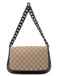 001 3820 Beige GG Wood Chain Shoulder Bag