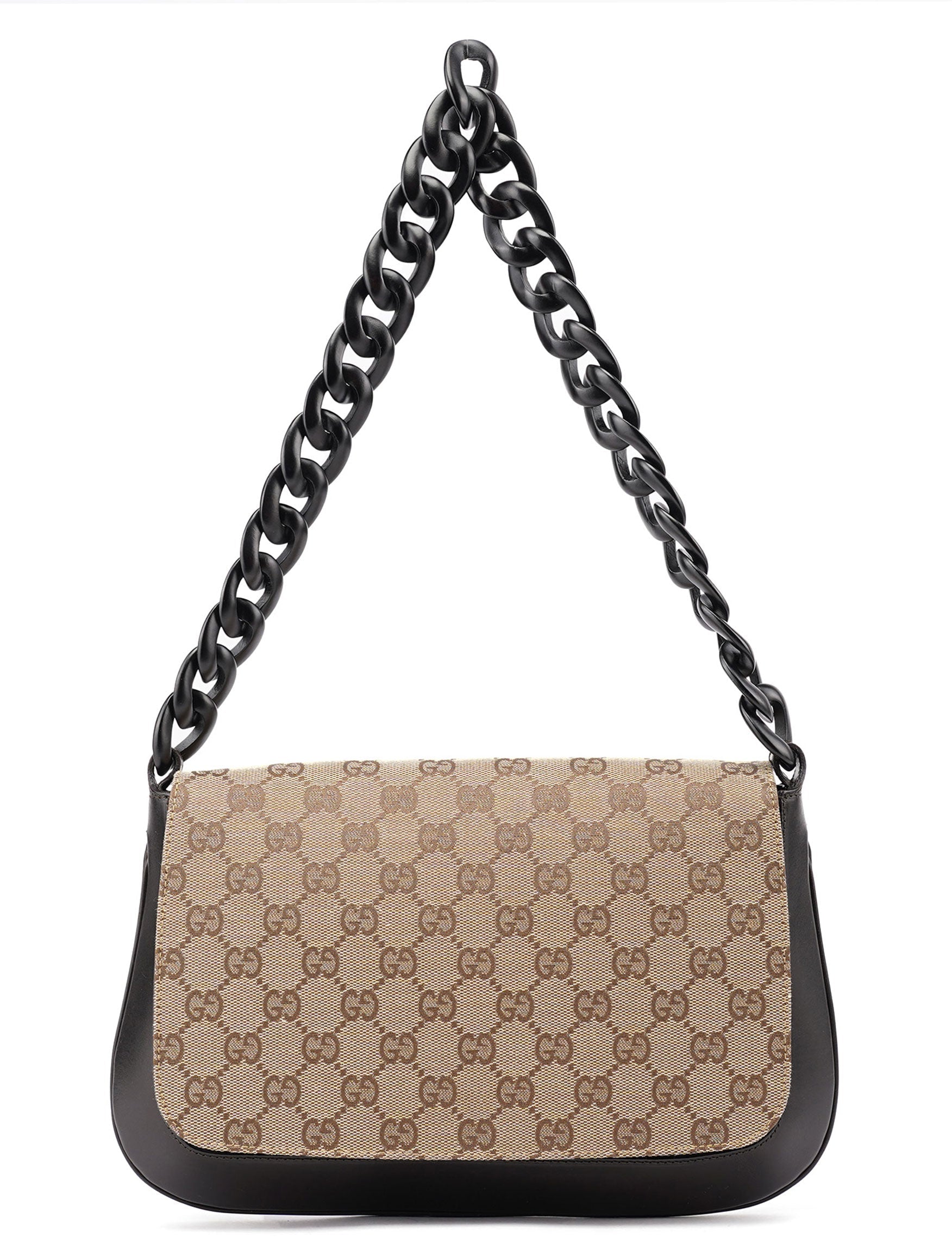 001 3820 Beige GG Wood Chain Shoulder Bag