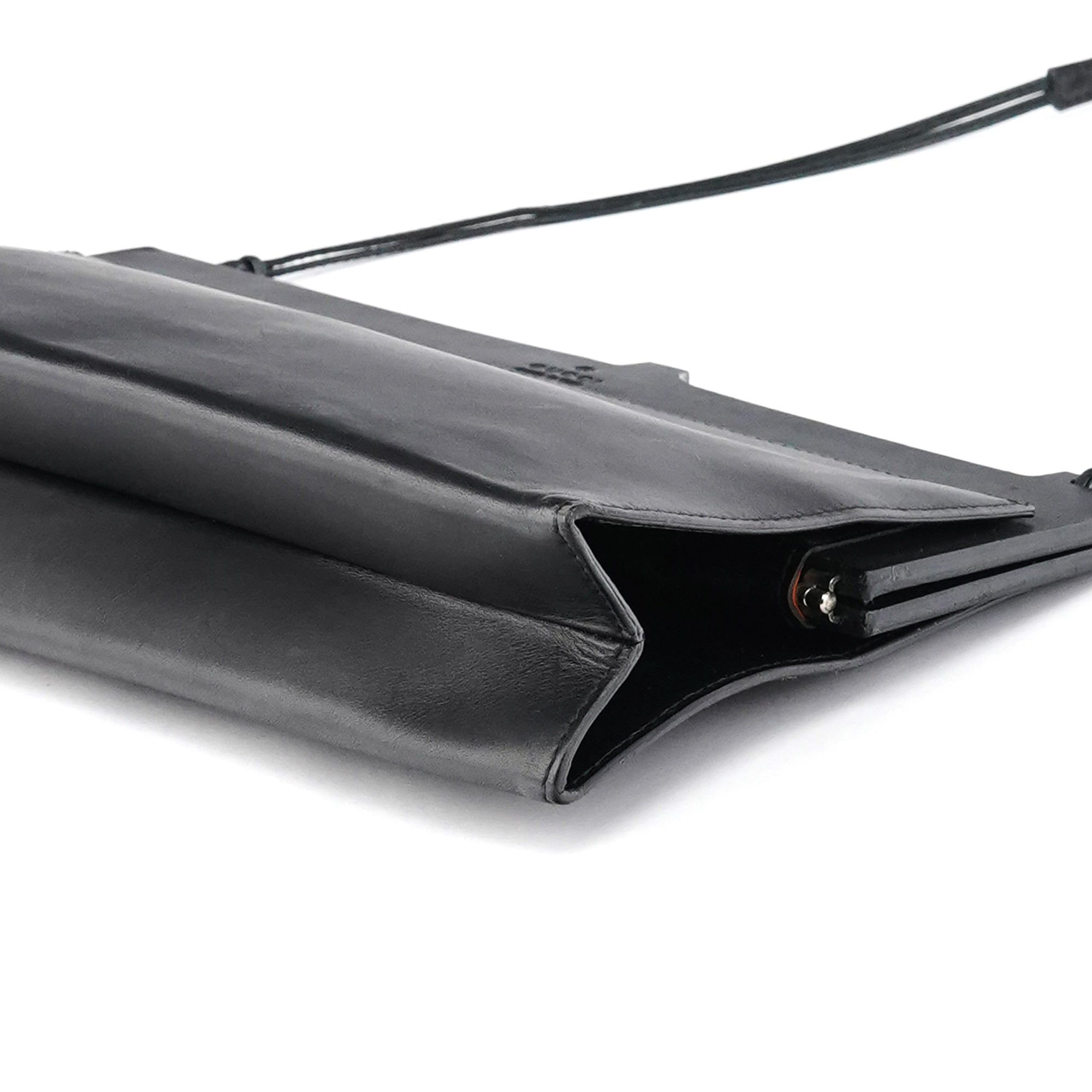 001 3841 Black Calfskin Leather Shoulder Bag