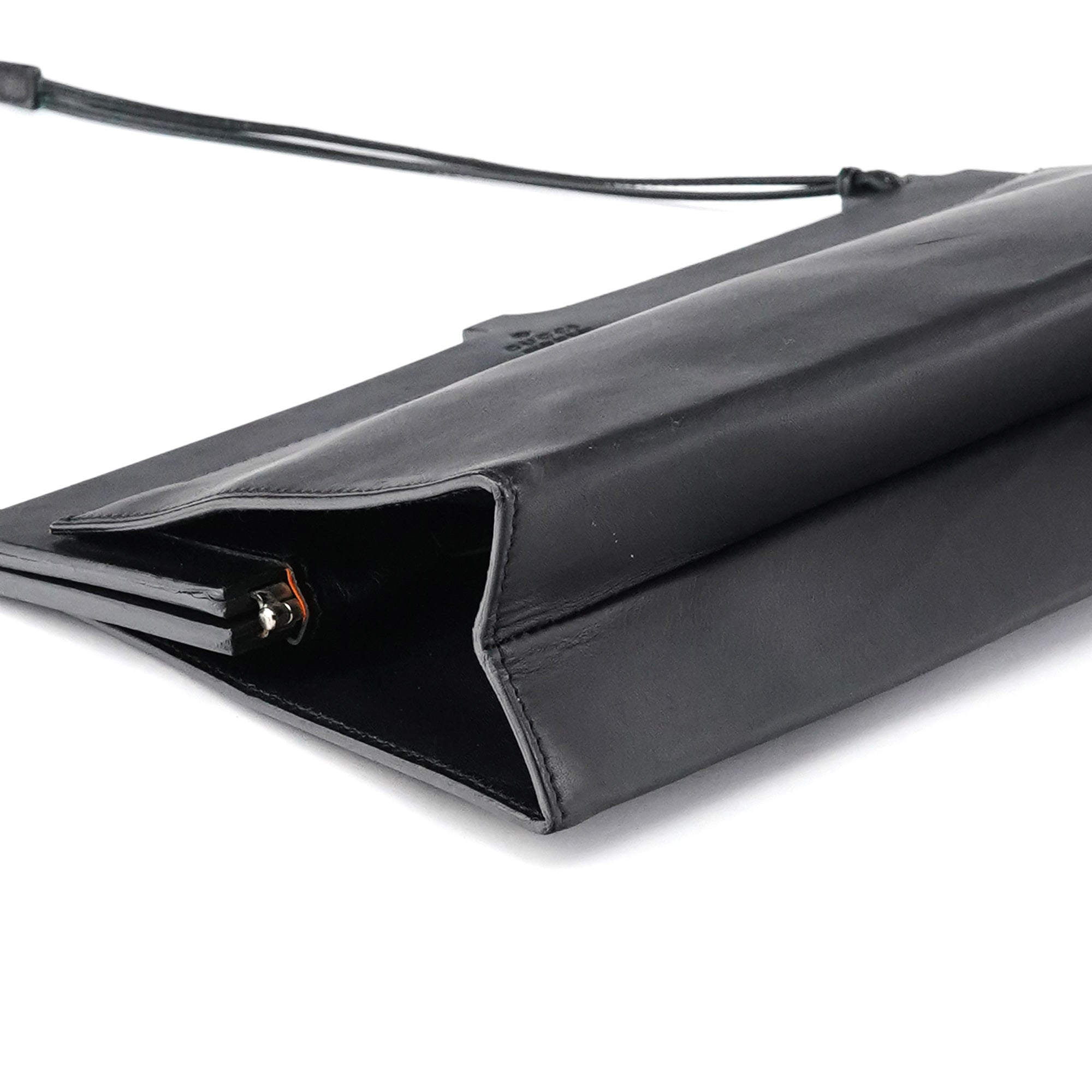 001 3841 Black Calfskin Leather Shoulder Bag