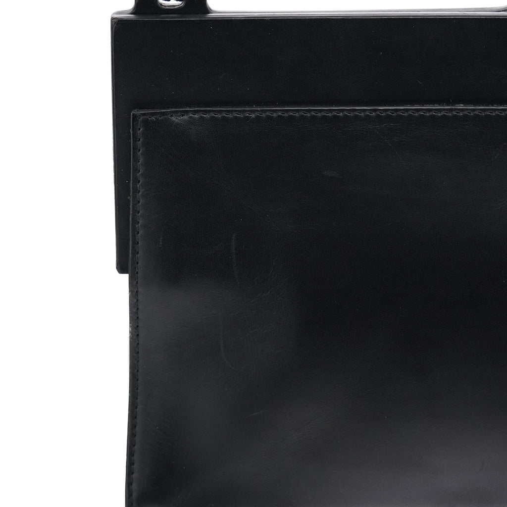 001 3841 Black Calfskin Leather Shoulder Bag