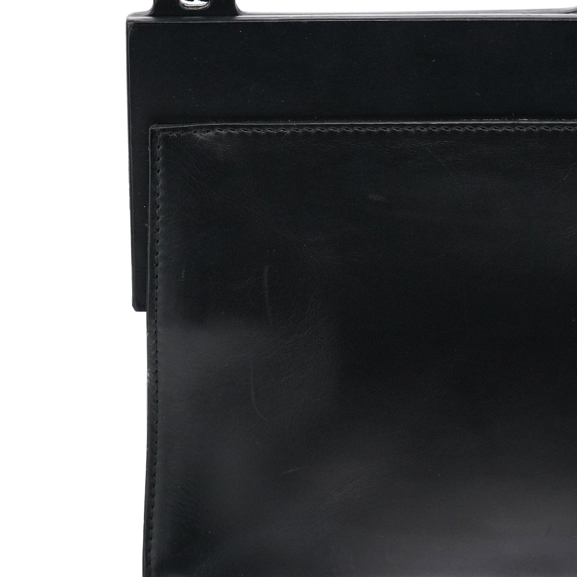 001 3841 Black Calfskin Leather Shoulder Bag