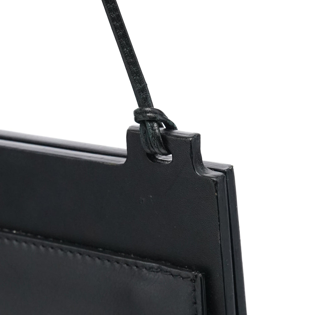 001 3841 Black Calfskin Leather Shoulder Bag