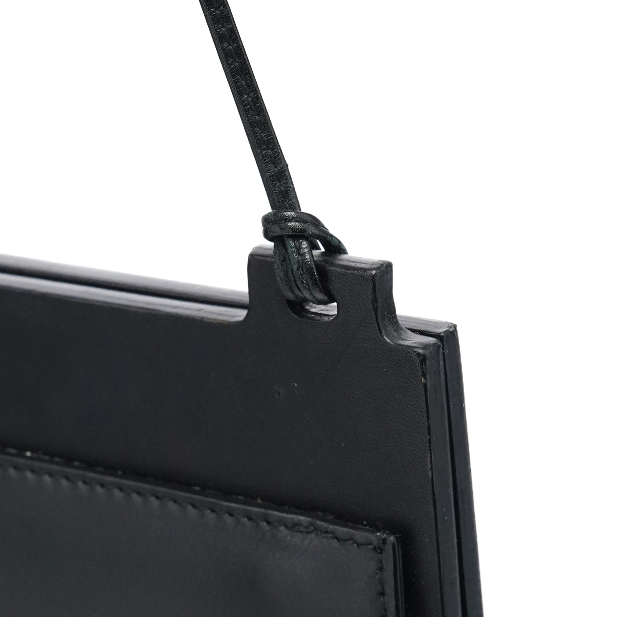 001 3841 Black Calfskin Leather Shoulder Bag