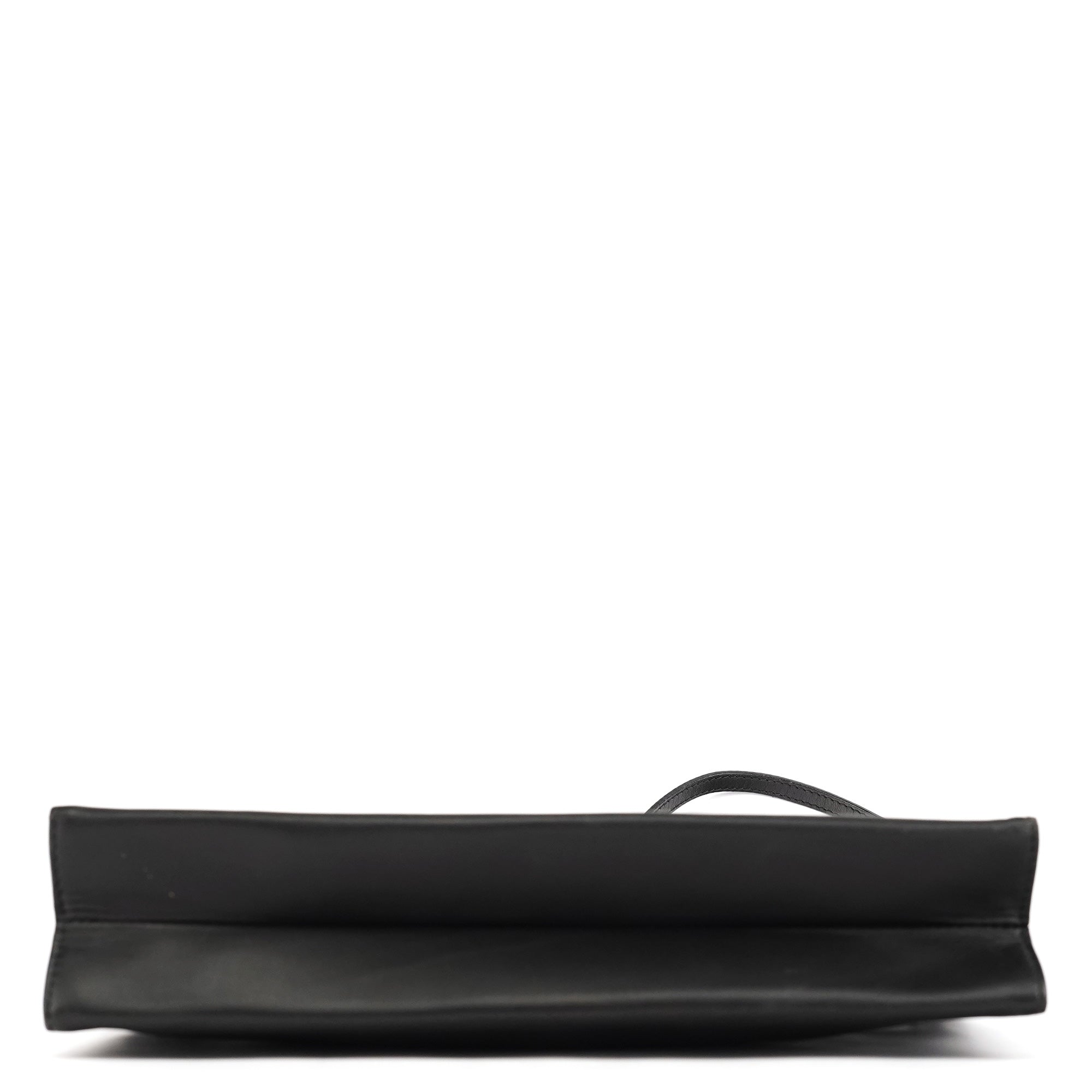 001 3841 Black Calfskin Leather Shoulder Bag