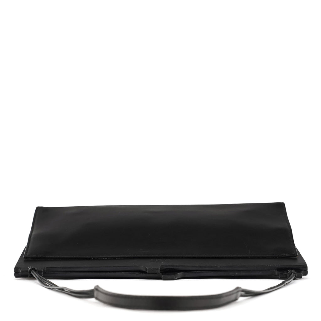 001 3841 Black Calfskin Leather Shoulder Bag