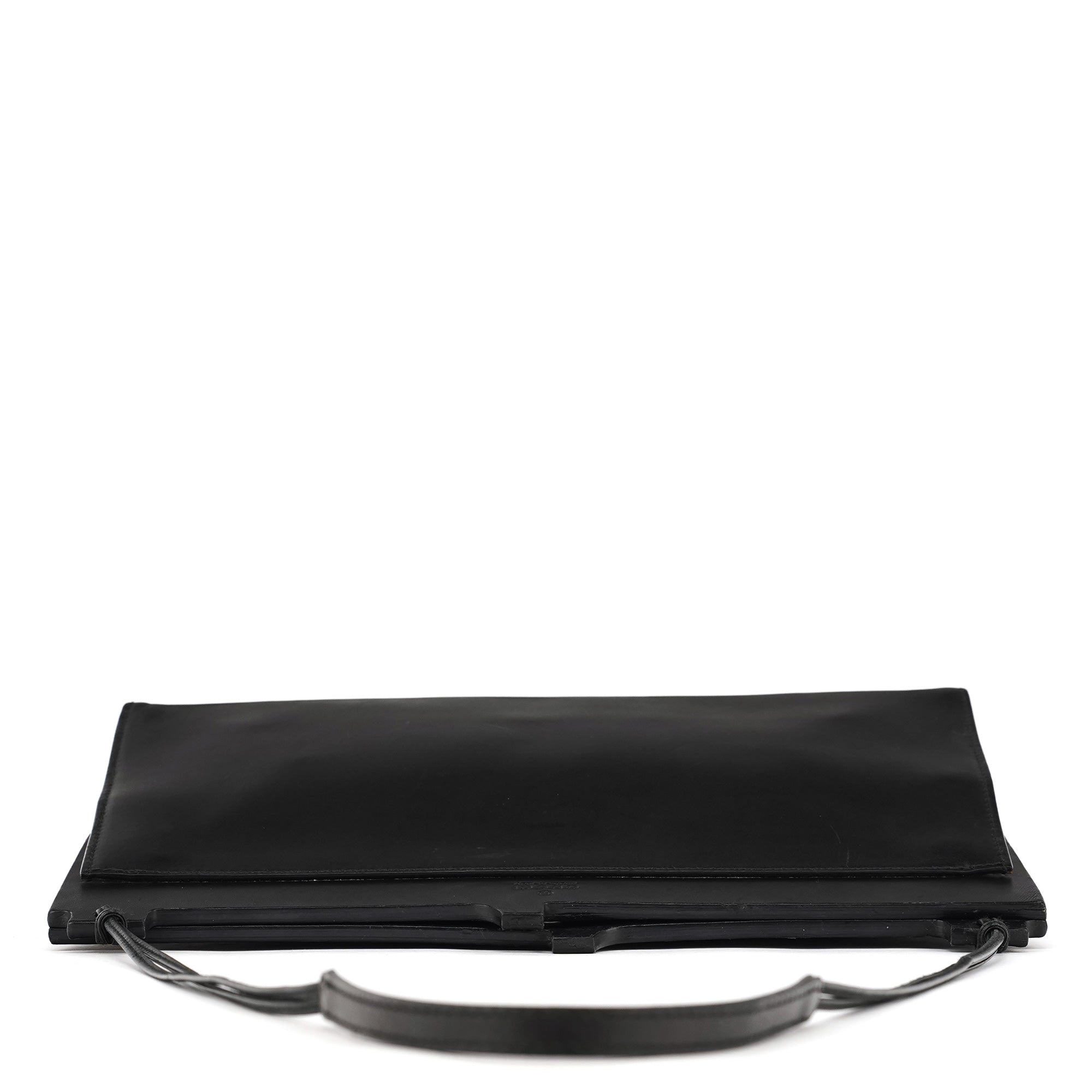 001 3841 Black Calfskin Leather Shoulder Bag