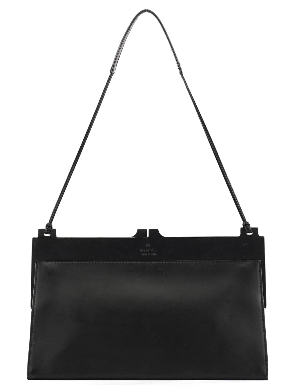 001 3841 Black Calfskin Leather Shoulder Bag