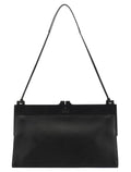 001 3841 Black Calfskin Leather Shoulder Bag