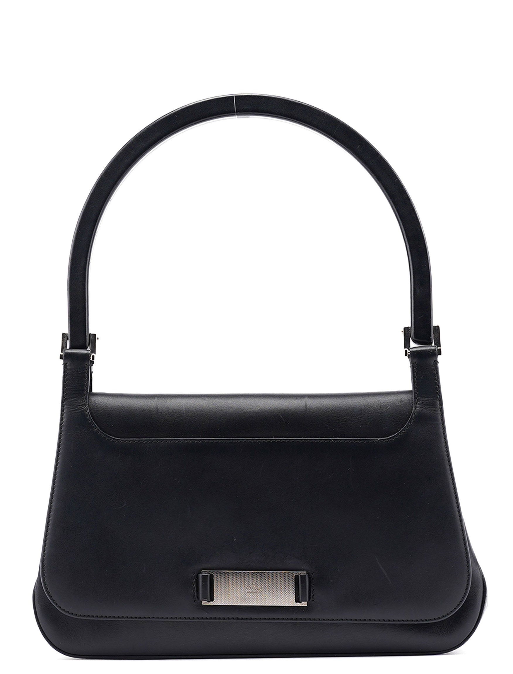 001 3863 Black Calfskin Hobo Shoulder Bag