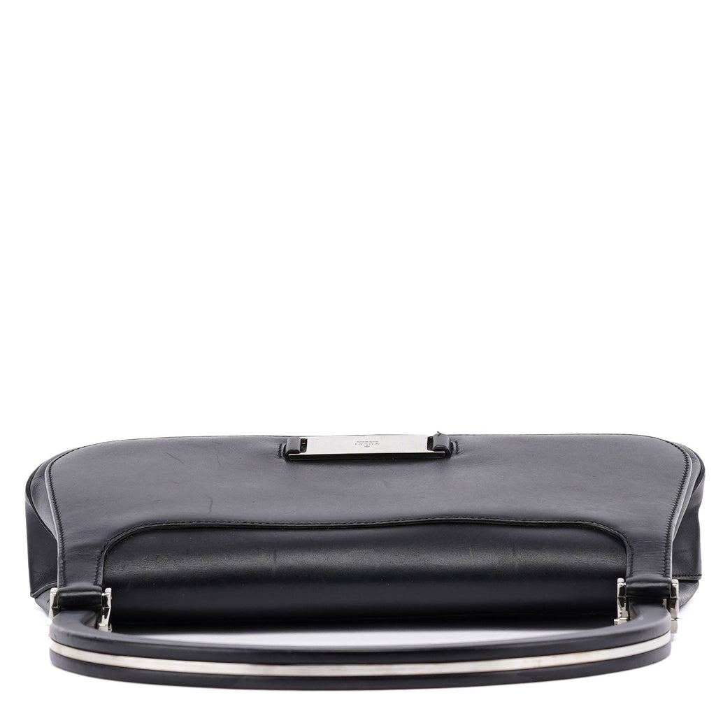 001 3863 Black Calfskin Hobo Shoulder Bag