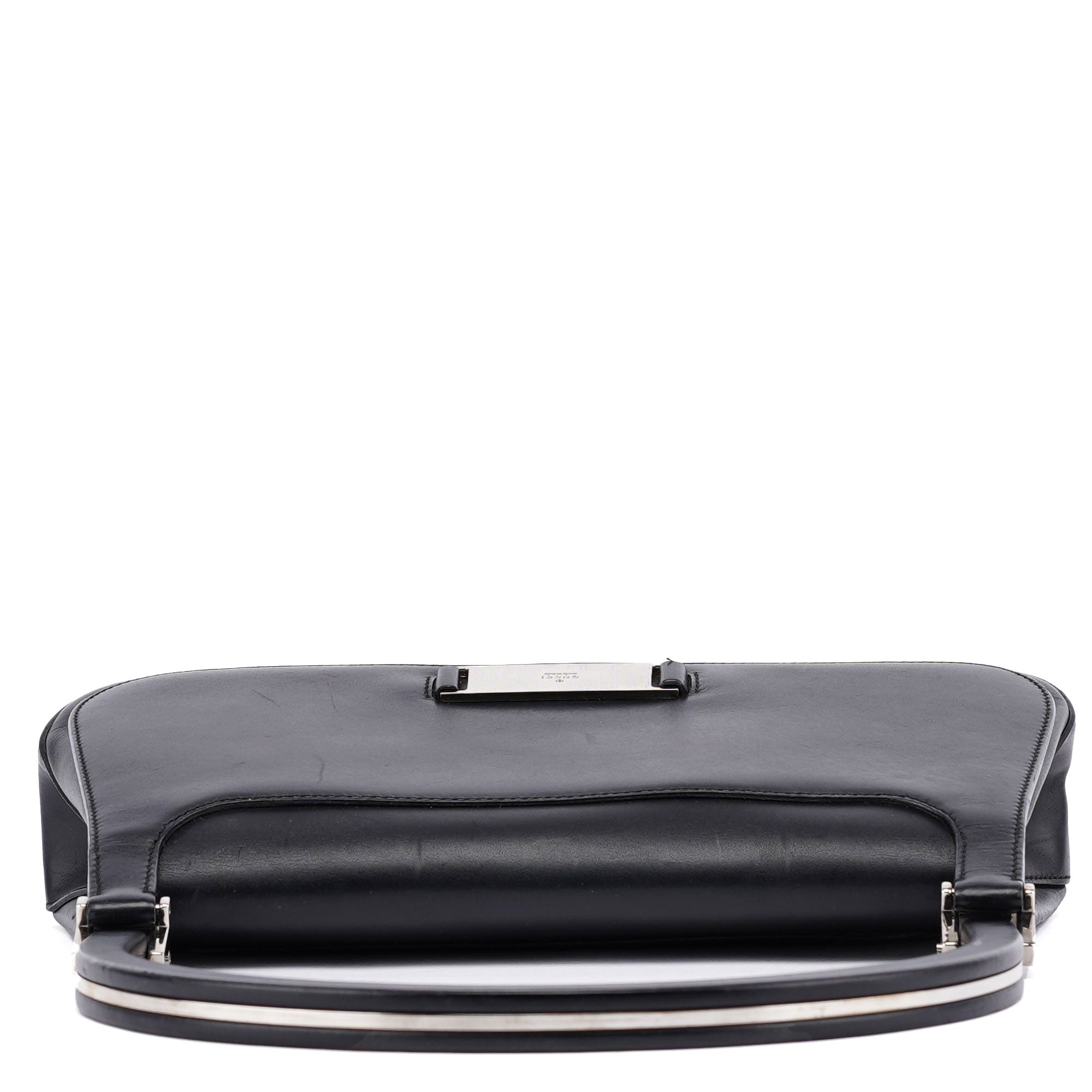 001 3863 Black Calfskin Hobo Shoulder Bag