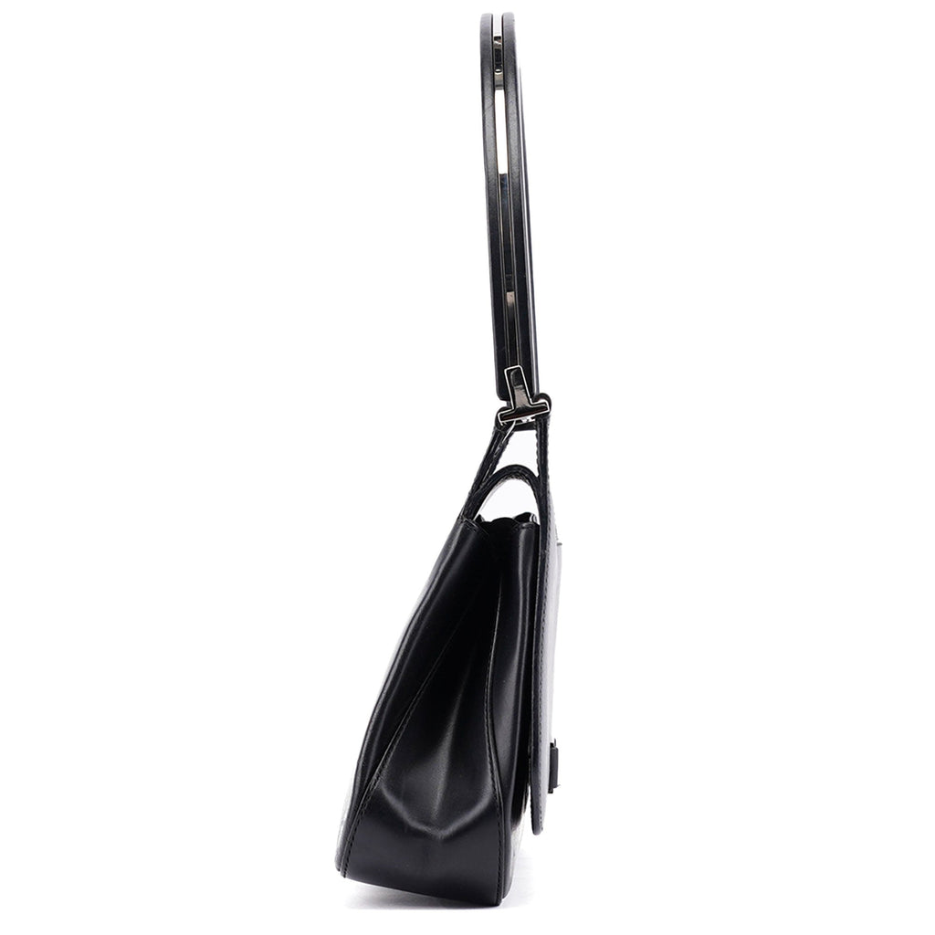 001 3863 Black Calfskin Hobo Shoulder Bag