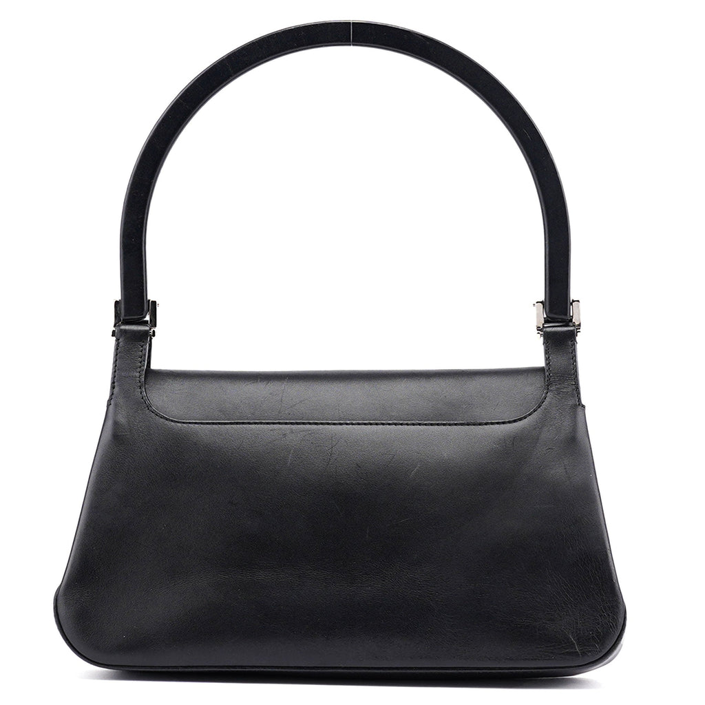 001 3863 Black Calfskin Hobo Shoulder Bag