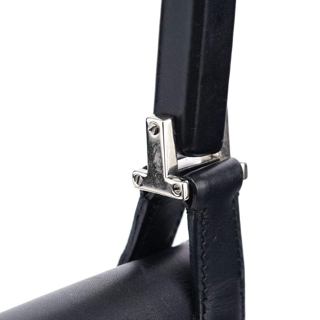 001 3863 Black Calfskin Hobo Shoulder Bag