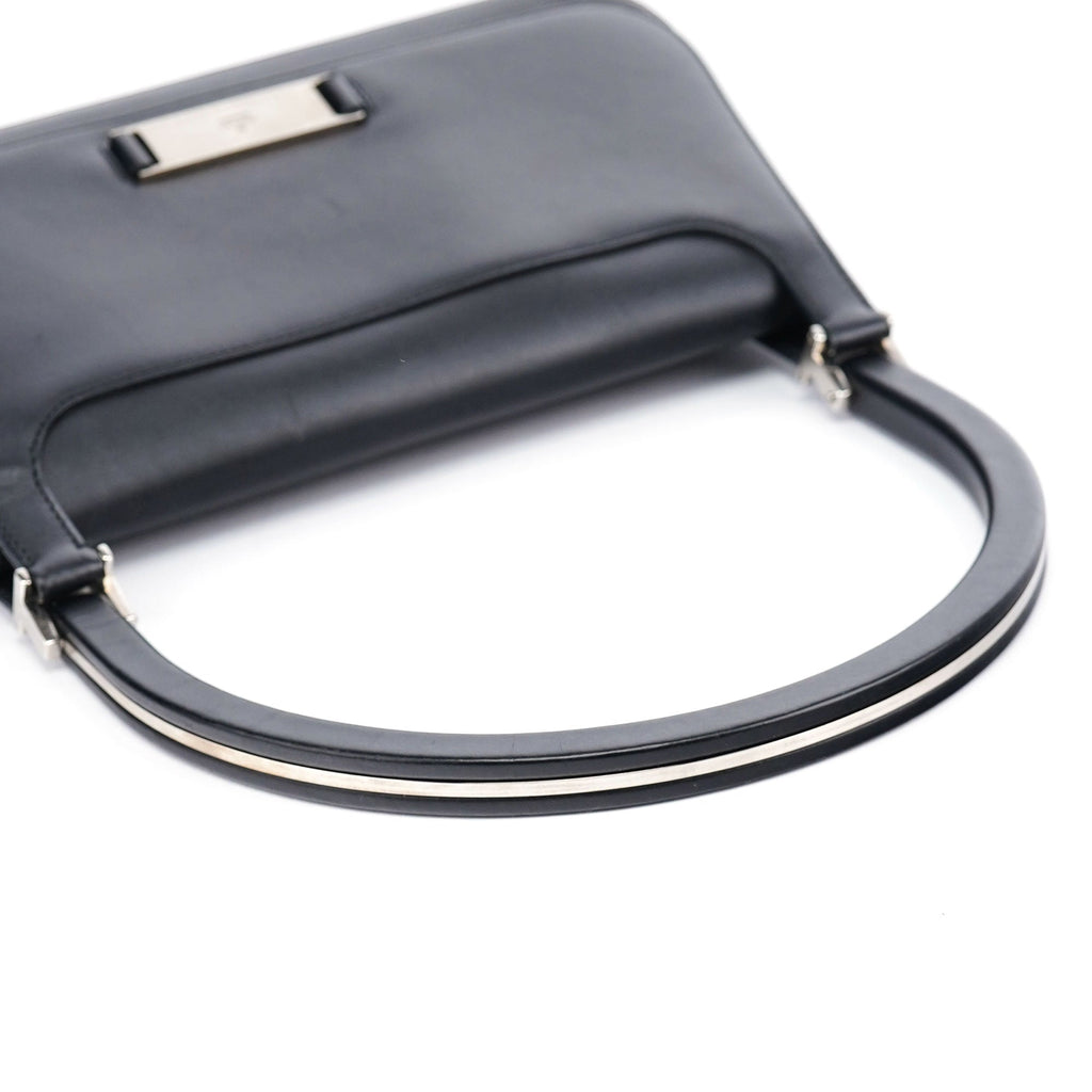 001 3863 Black Calfskin Hobo Shoulder Bag