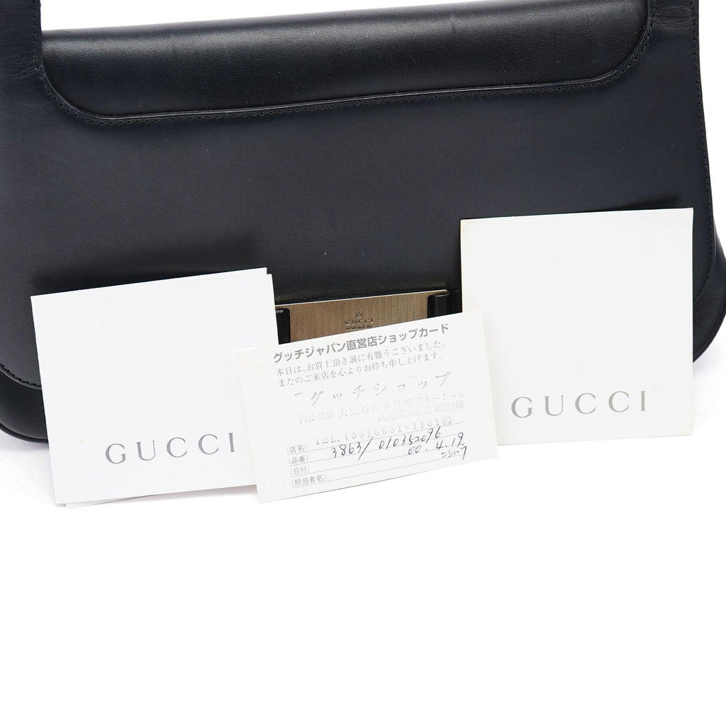 001 3863 Black Calfskin Hobo Shoulder Bag