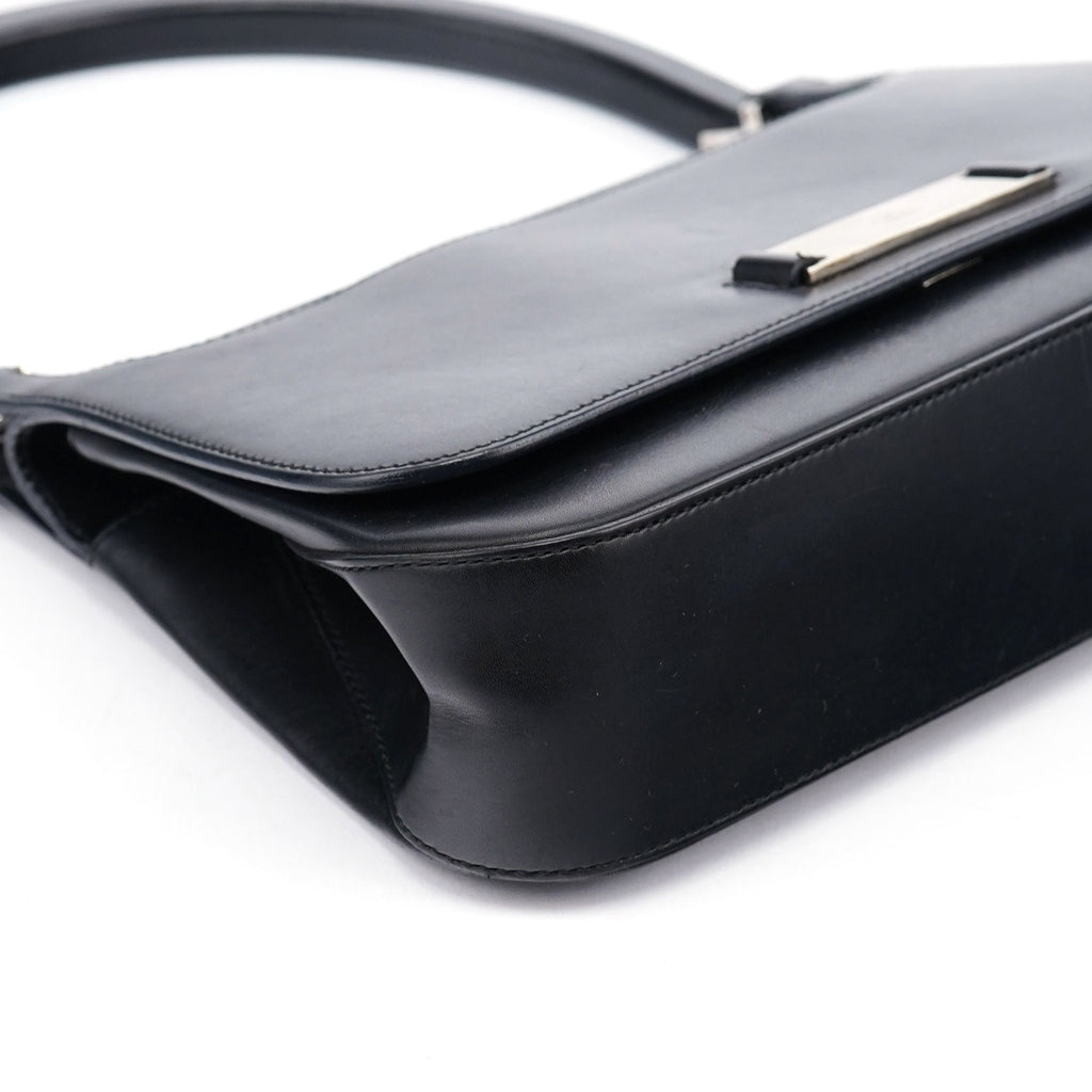 001 3863 Black Calfskin Hobo Shoulder Bag