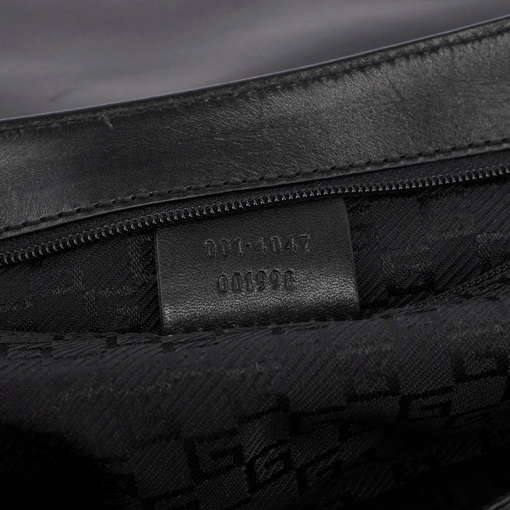 001 4047 Black Bamboo Suede Shoulder Bag